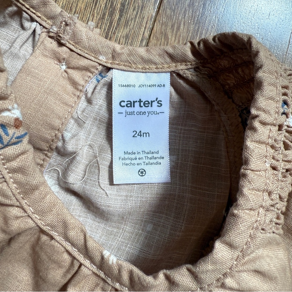 Carter's Tan Flutter Sleeve Top & Matching Bloomers Set Size 24 months - Picture 3 of 3